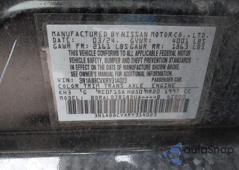 2024 Nissan Sentra Sv Xtronic Cvt из США, поврежденный, VIN 3N1AB8CVXRY314023